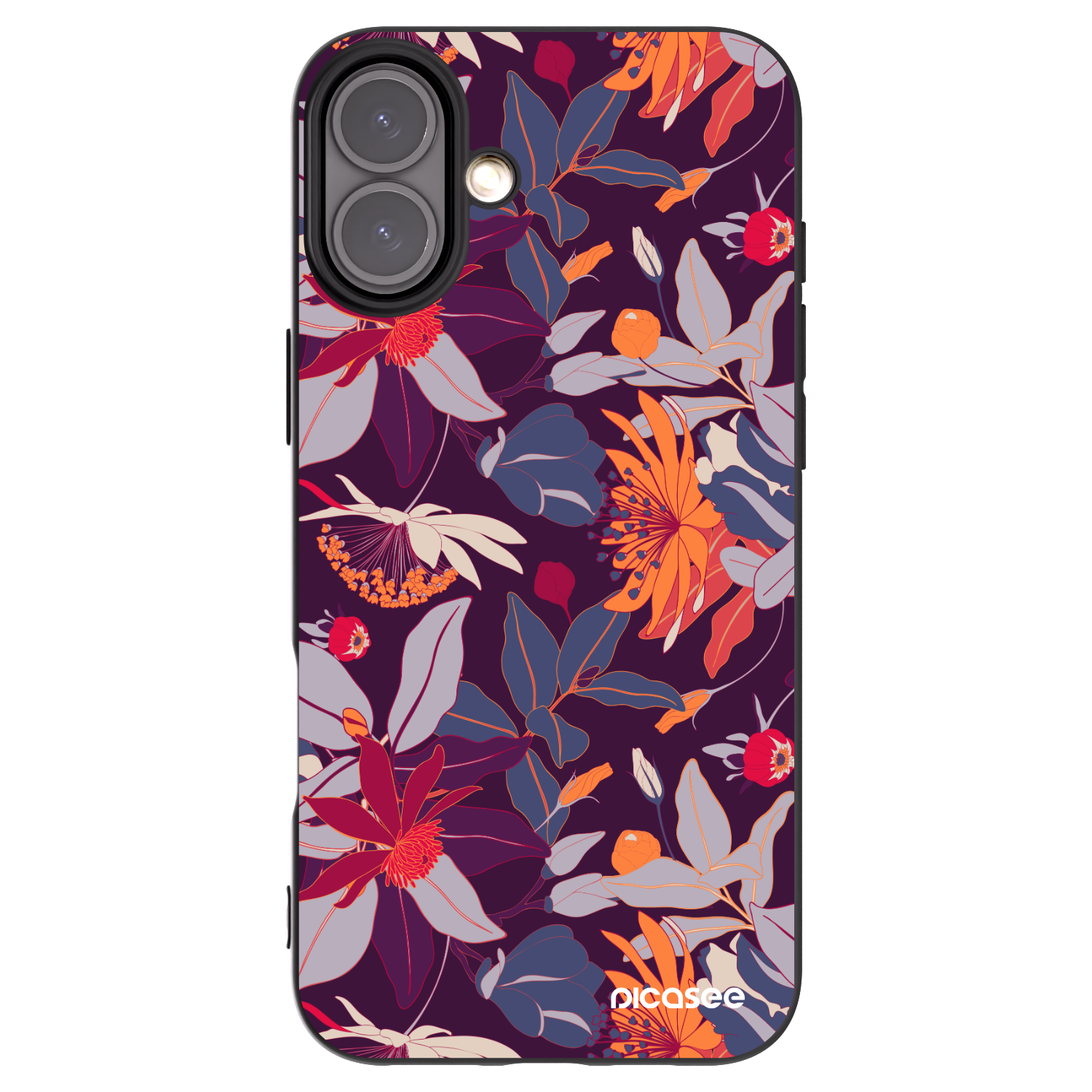 Picasee husă neagră din silicon pentru Apple iPhone 16 Plus - Purple Leaf