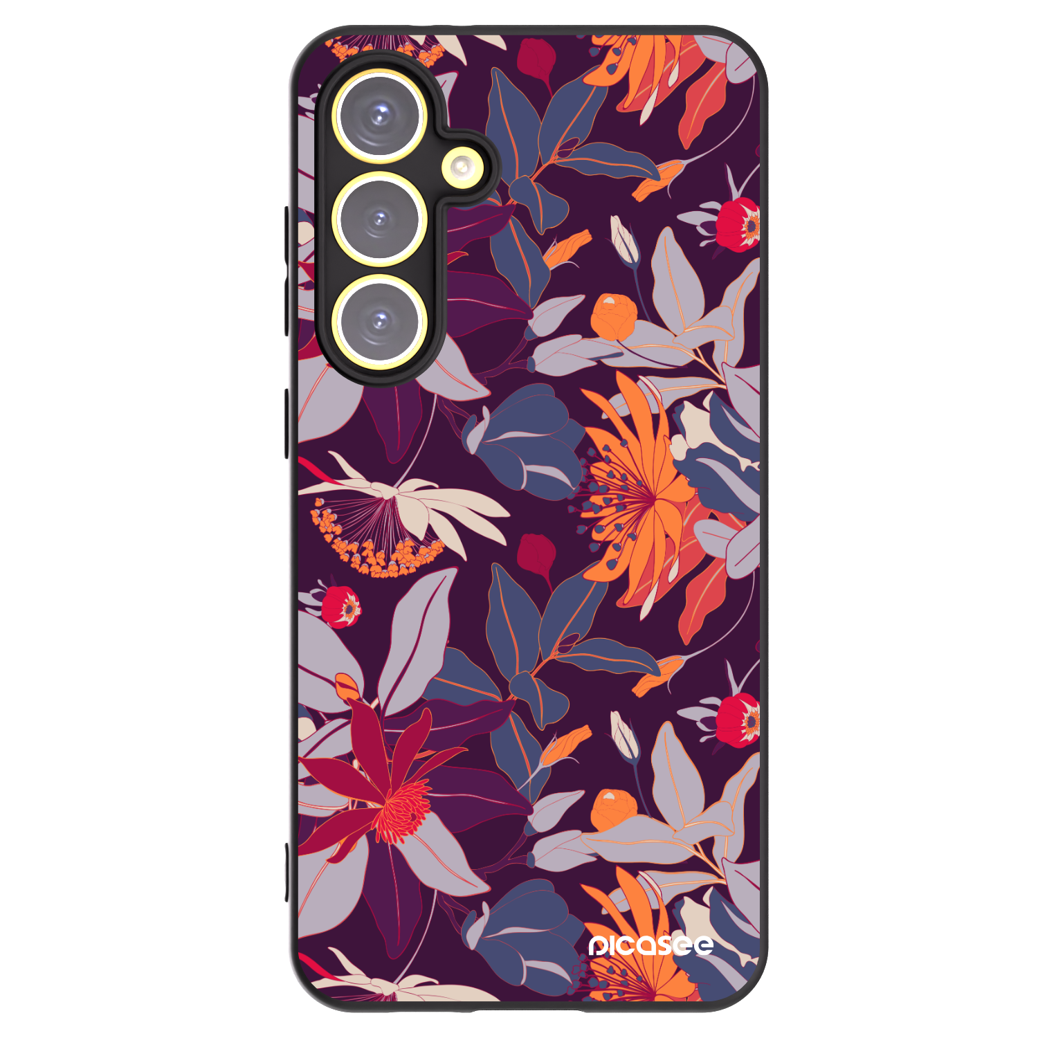 Picasee husă neagră din silicon pentru Samsung Galaxy S24 FE S721B - Purple Leaf