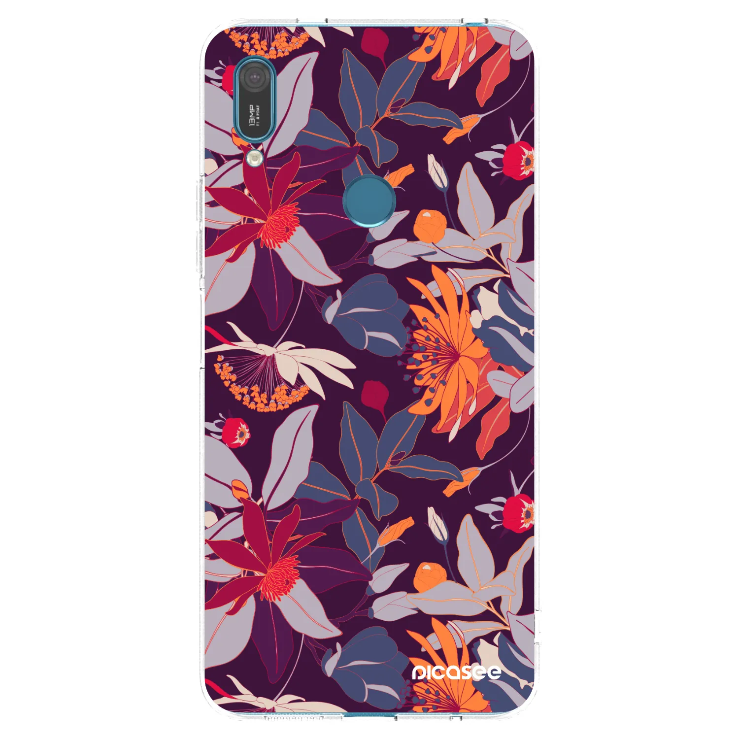 Picasee husă transparentă din silicon pentru Huawei Y7 2019 - Purple Leaf