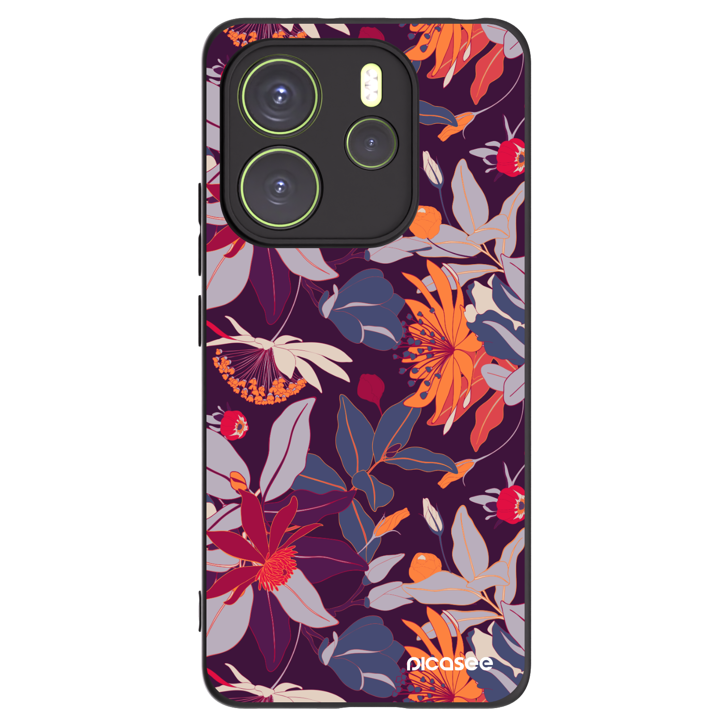 Picasee husă neagră din silicon pentru Xiaomi Redmi Note 14 4G - Purple Leaf