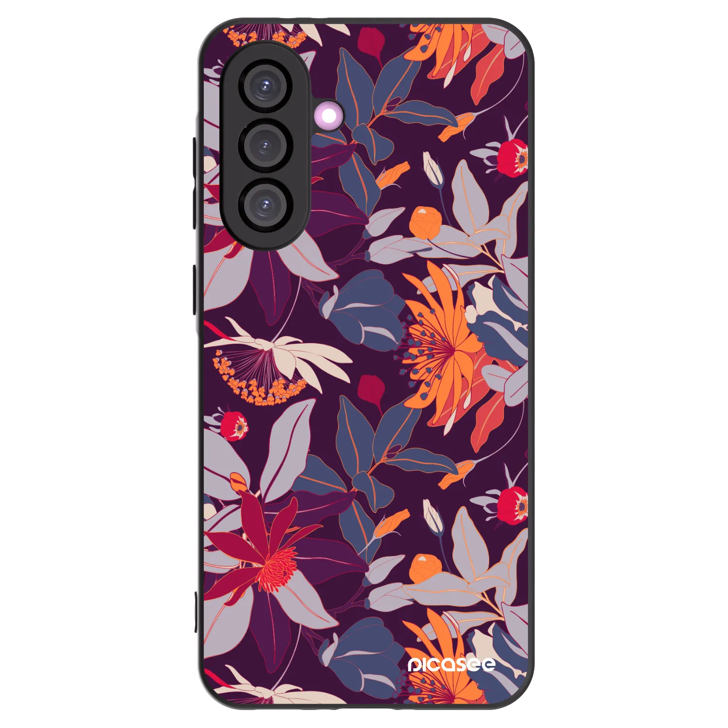 Picasee husă neagră din silicon pentru Samsung Galaxy A56 5G A566B - Purple Leaf