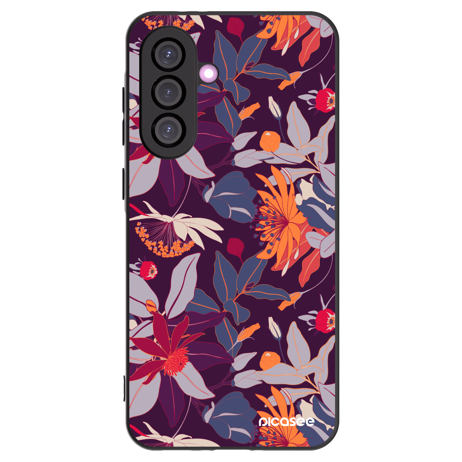 Picasee husă neagră din silicon pentru Samsung Galaxy A36 5G - Purple Leaf
