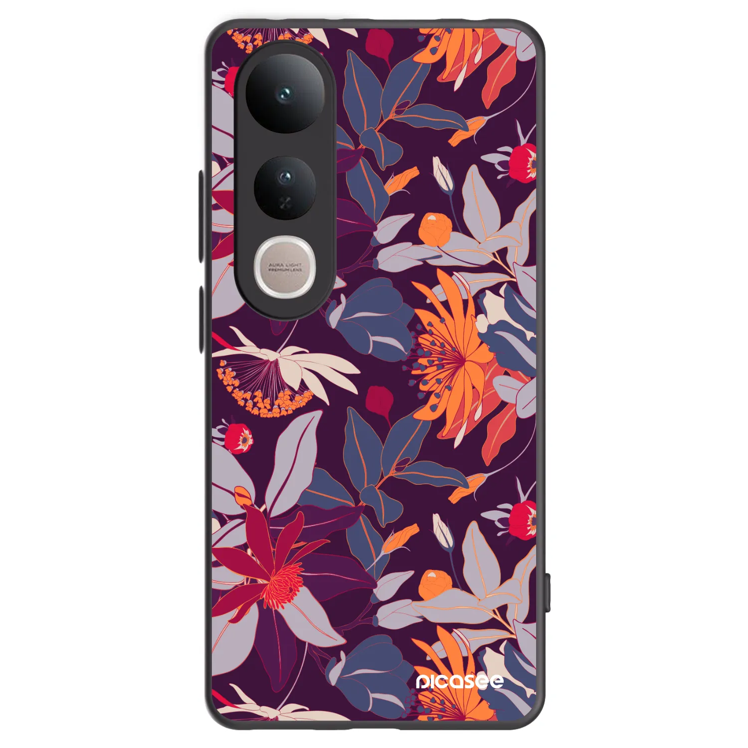 Picasee husă neagră din silicon pentru Vivo V50 Lite 5G - Purple Leaf