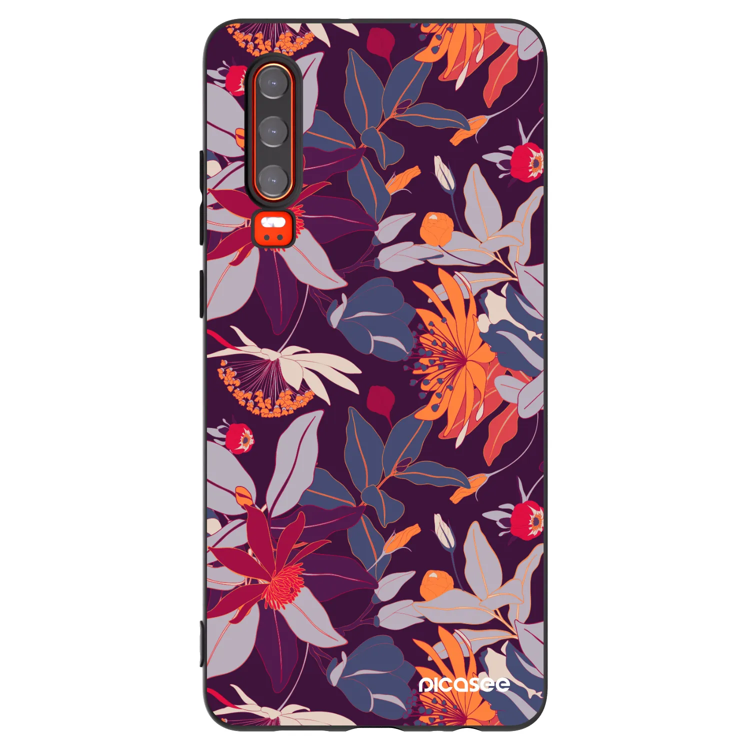 Picasee husă neagră din silicon pentru Huawei P30 - Purple Leaf