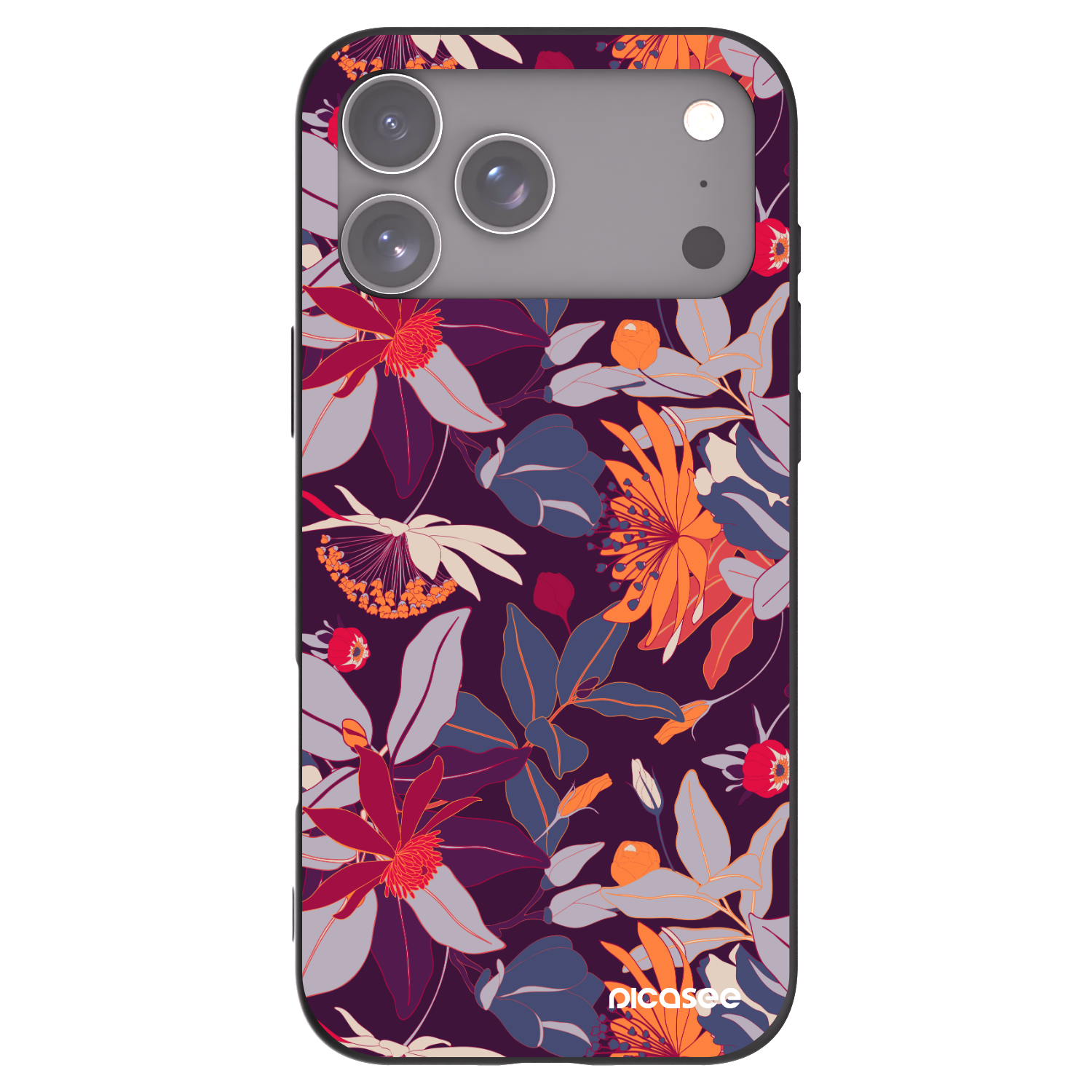 Picasee husă neagră din silicon pentru Apple iPhone 17 Pro Max - Purple Leaf