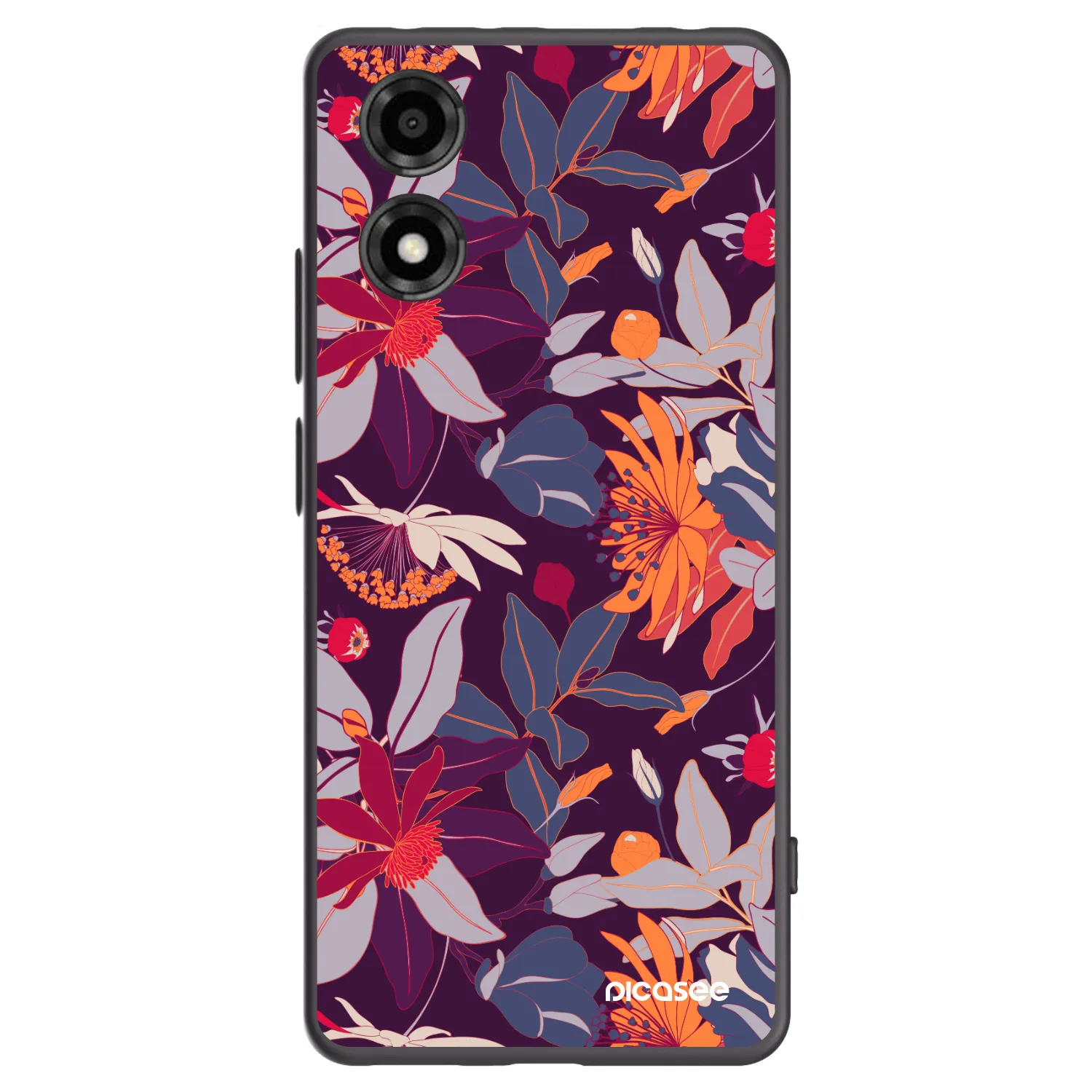 Picasee husă neagră din silicon pentru Motorola Moto E14 - Purple Leaf
