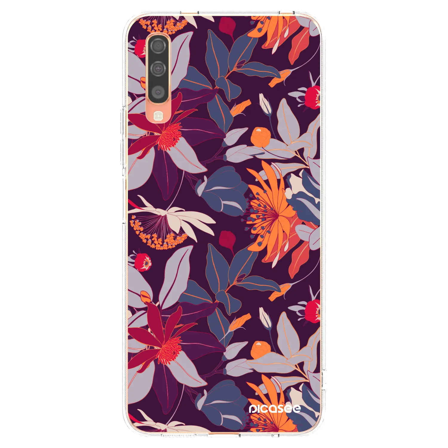 Picasee husă transparentă din silicon pentru Samsung Galaxy A70 A705F - Purple Leaf