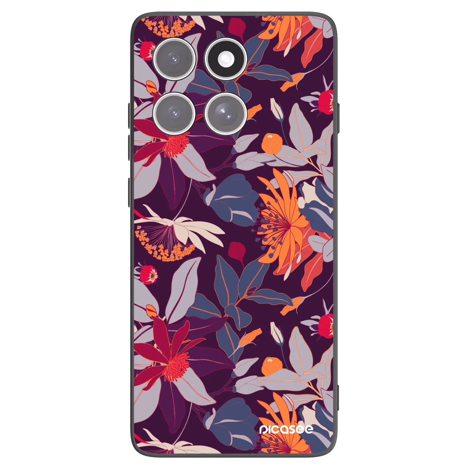 Picasee husă neagră din silicon pentru Motorola Edge 60 Fusion - Purple Leaf
