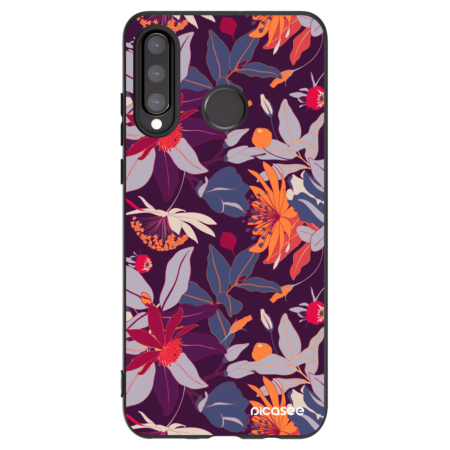 Picasee husă neagră din silicon pentru Huawei P30 Lite - Purple Leaf