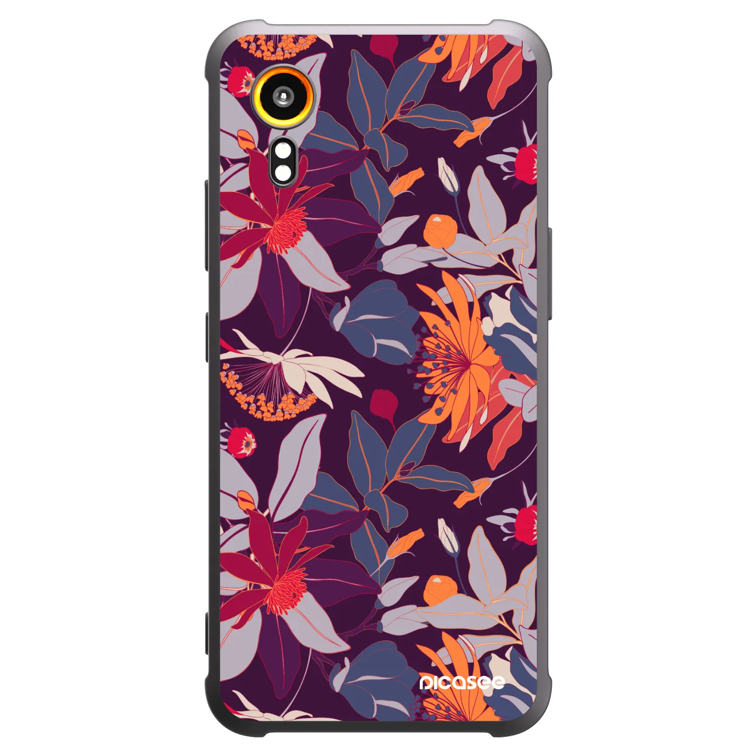 Picasee husă neagră din silicon pentru Samsung Galaxy Xcover 7 - Purple Leaf
