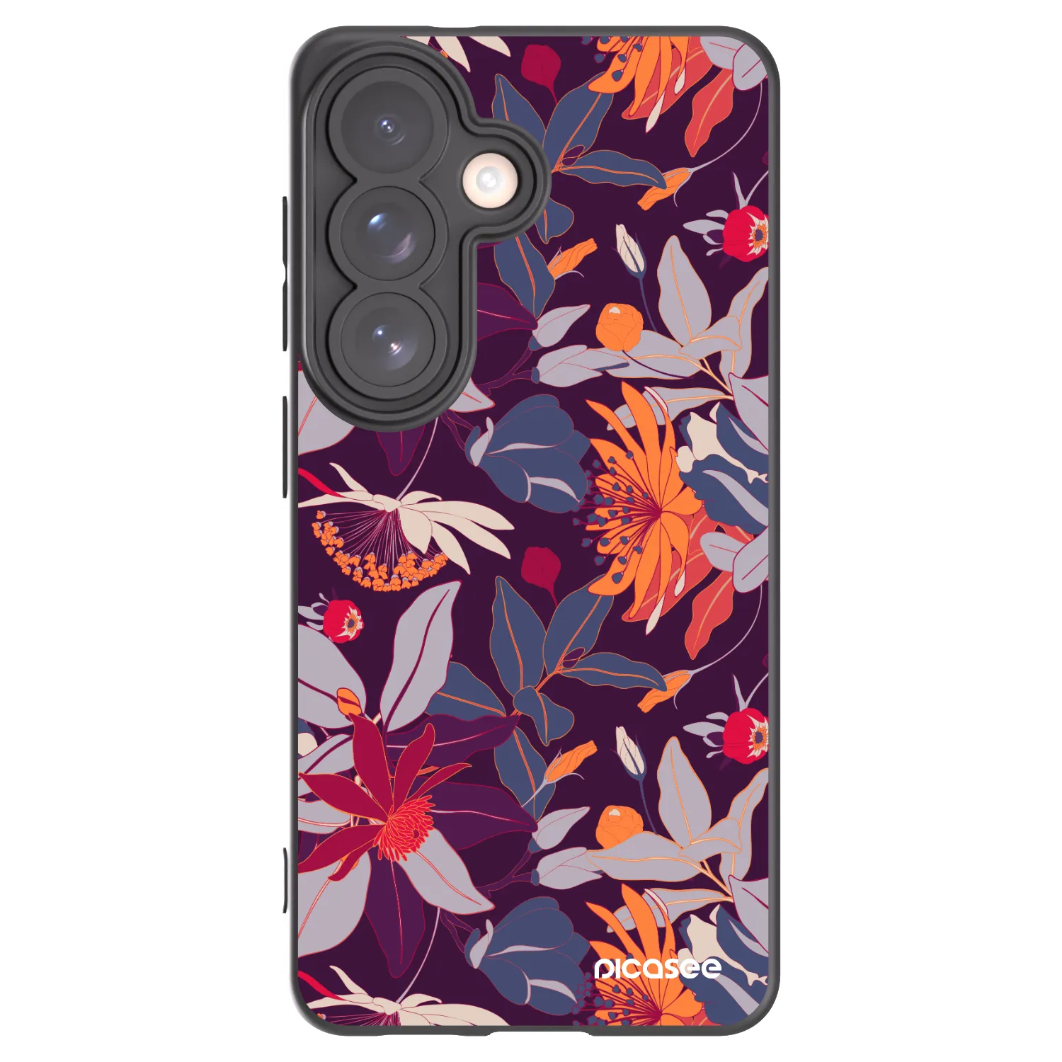 Picasee husă neagră din silicon pentru Samsung Galaxy S26 - Purple Leaf