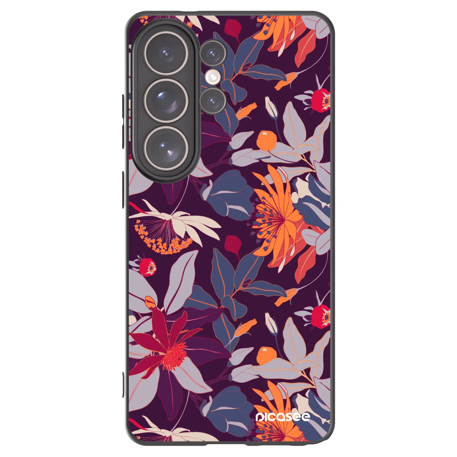 Picasee husă neagră din silicon pentru Samsung Galaxy S26 Ultra - Purple Leaf