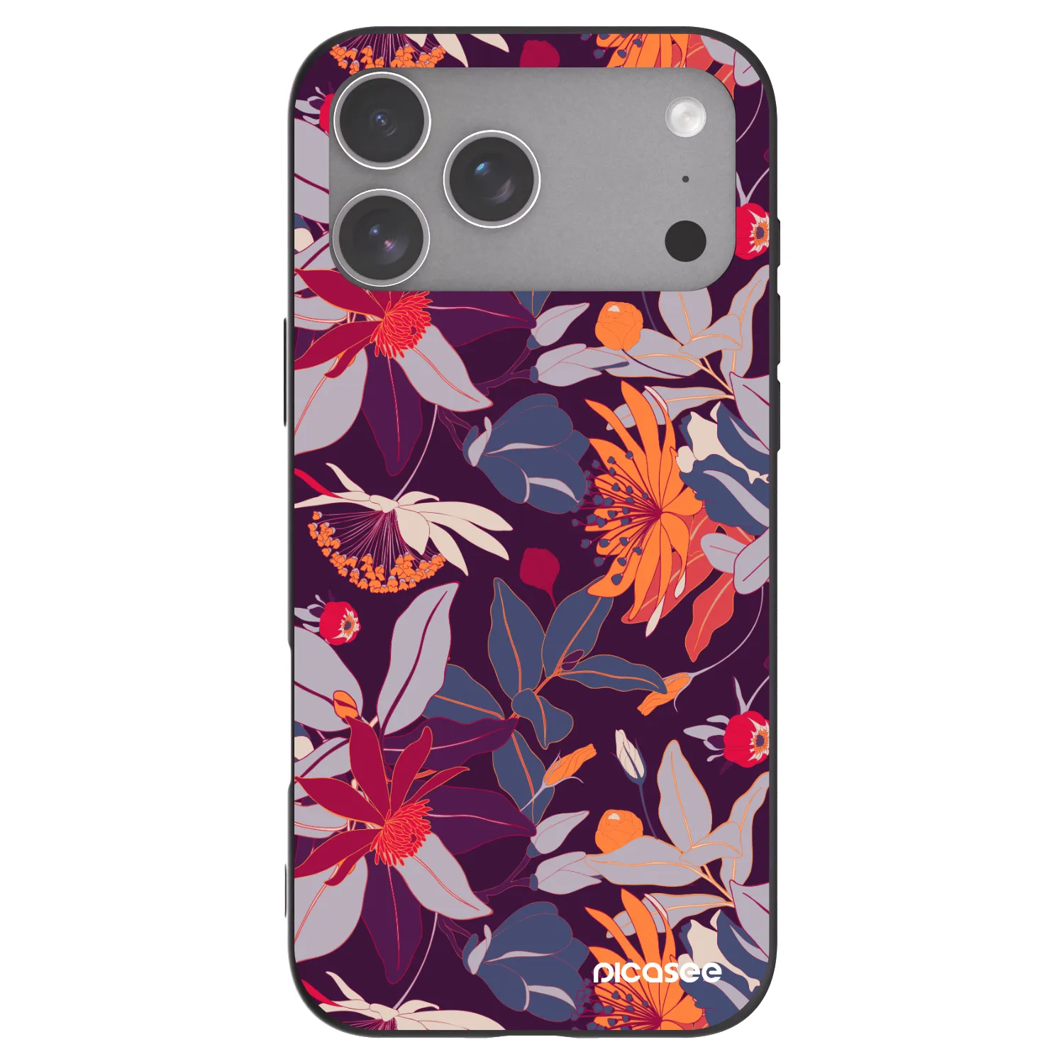 Picasee husă neagră din silicon pentru Apple iPhone 18 Pro Max - Purple Leaf