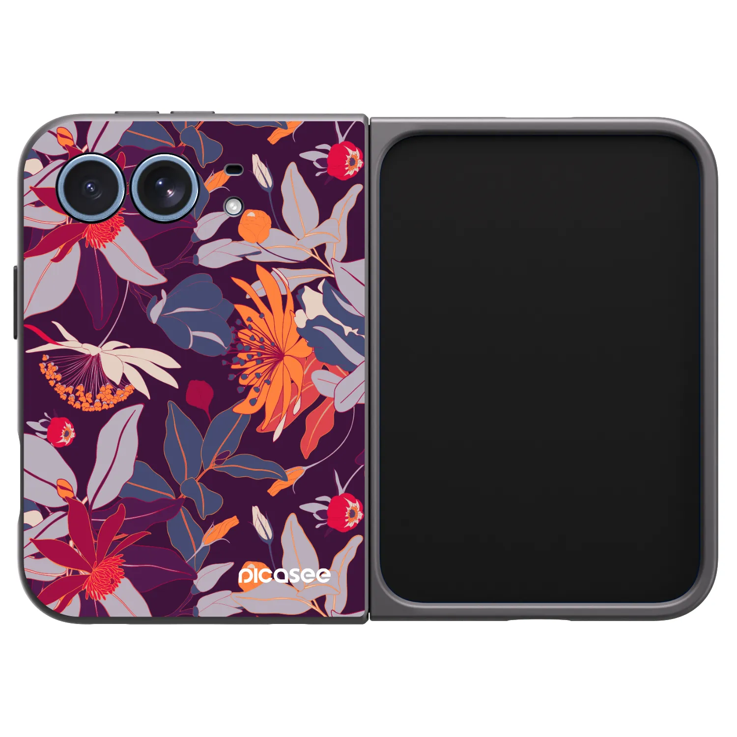 Picasee husă neagră din silicon pentru Apple iPhone Duo - Purple Leaf
