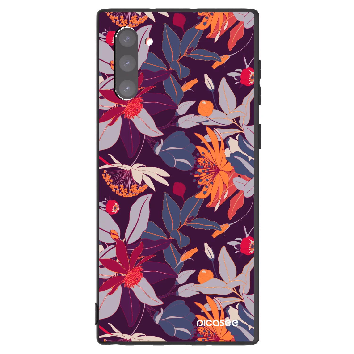 Picasee husă neagră din silicon pentru Samsung Galaxy Note 10 N970F - Purple Leaf