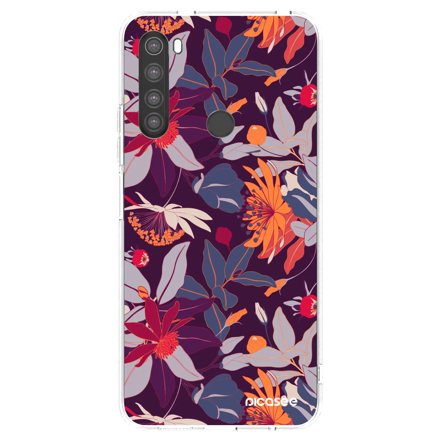 Picasee husă transparentă din silicon pentru Xiaomi Redmi Note 8 - Purple Leaf