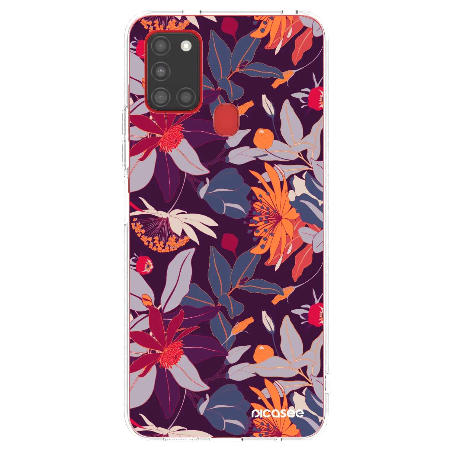 Picasee husă transparentă din silicon pentru Samsung Galaxy A21s - Purple Leaf