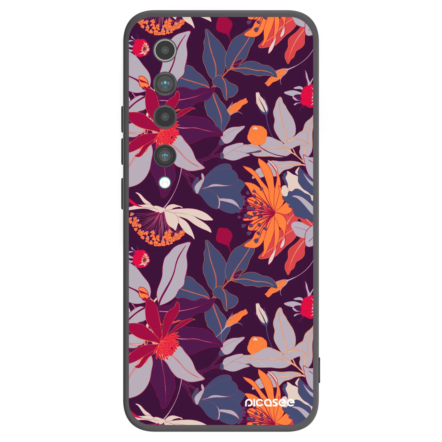 Picasee husă neagră din silicon pentru Xiaomi Mi 10 - Purple Leaf