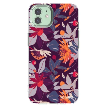Picasee husă transparentă din silicon pentru Apple iPhone 12 Pro - Purple Leaf