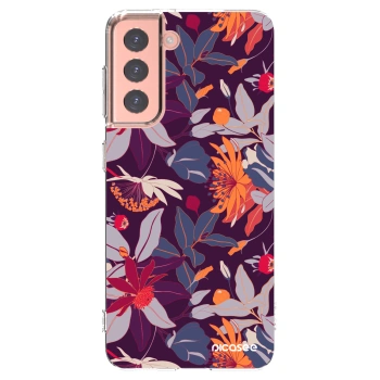 Picasee husă transparentă din silicon pentru Samsung Galaxy S21 5G G991B - Purple Leaf