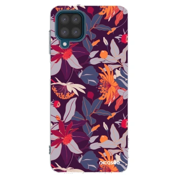 Picasee husă transparentă din silicon pentru Samsung Galaxy A12 A125F - Purple Leaf