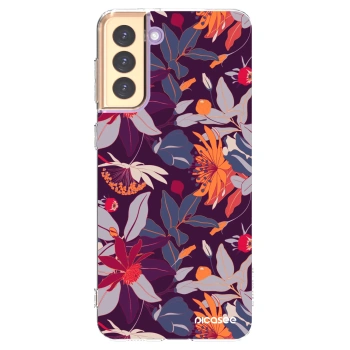 Picasee husă transparentă din silicon pentru Samsung Galaxy S21+ 5G G996F - Purple Leaf