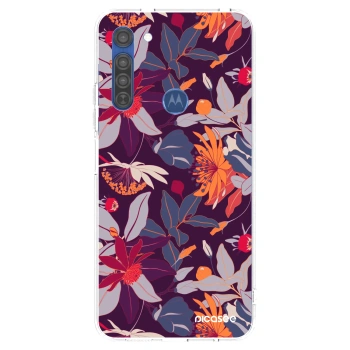 Husă pentru Motorola Moto G8 - Purple Leaf