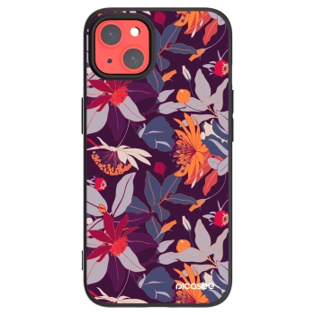 Picasee husă neagră din silicon pentru Apple iPhone 13 - Purple Leaf