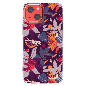 Picasee husă transparentă din silicon pentru Apple iPhone 13 mini - Purple Leaf
