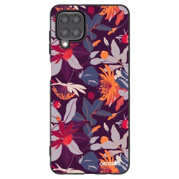 Picasee husă neagră din silicon pentru Samsung Galaxy M12 M127F - Purple Leaf