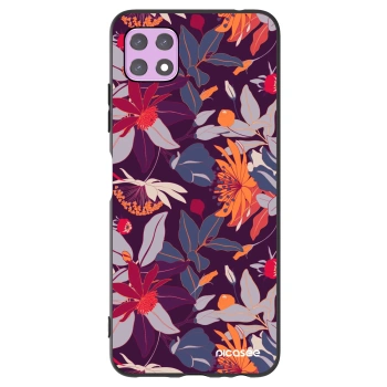 Picasee husă neagră din silicon pentru Samsung Galaxy A22 A226B 5G - Purple Leaf