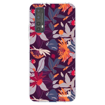 Picasee husă transparentă din silicon pentru Realme 7 - Purple Leaf