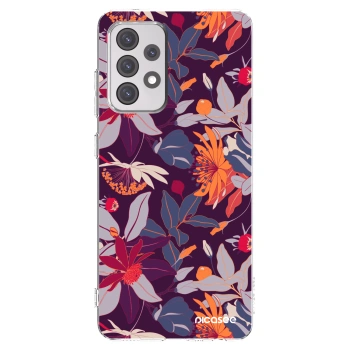 Picasee husă transparentă din silicon pentru Samsung Galaxy A52s 5G A528B - Purple Leaf