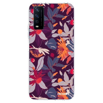 Picasee husă transparentă din silicon pentru Vivo Y11s - Purple Leaf