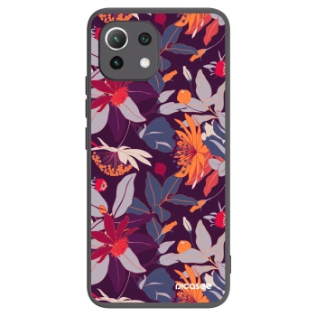 Picasee husă neagră din silicon pentru Xiaomi 11 Lite 5G NE - Purple Leaf