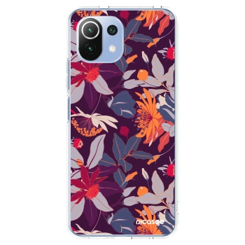 Picasee husă transparentă din silicon pentru Xiaomi 11 Lite 5G NE - Purple Leaf