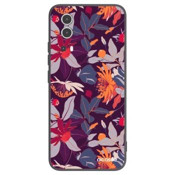 Picasee husă neagră din silicon pentru Vivo Y72 5G - Purple Leaf