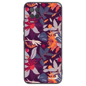 Picasee husă neagră din silicon pentru Realme 8 5G - Purple Leaf