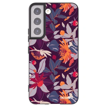 Picasee husă neagră din silicon pentru Samsung Galaxy S22 5G - Purple Leaf
