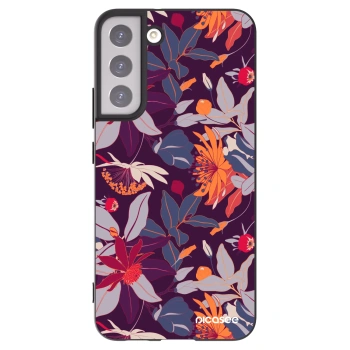 Picasee husă neagră din silicon pentru Samsung Galaxy S22+ 5G - Purple Leaf