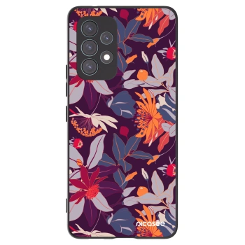 Picasee husă neagră din silicon pentru Samsung Galaxy A53 5G A536 - Purple Leaf