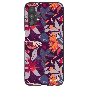 Picasee husă neagră din silicon pentru Samsung Galaxy A13 4G A135 - Purple Leaf