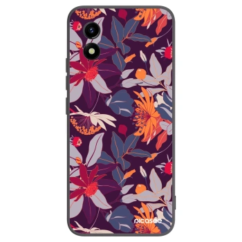 Picasee husă neagră din silicon pentru Vivo Y01 - Purple Leaf