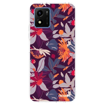 Picasee husă transparentă din silicon pentru Vivo Y01 - Purple Leaf