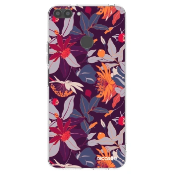 Picasee husă transparentă din silicon pentru Huawei P Smart - Purple Leaf