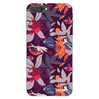 Picasee husă transparentă din silicon pentru Apple iPhone 8 Plus - Purple Leaf