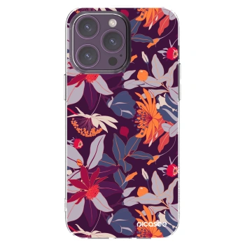 Picasee husă transparentă din silicon pentru Apple iPhone 14 Pro Max - Purple Leaf