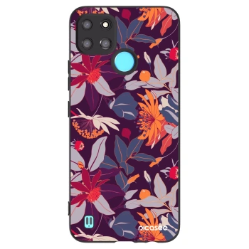 Picasee husă neagră din silicon pentru Realme C21Y - Purple Leaf