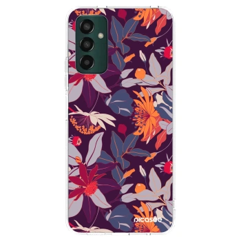 Picasee husă transparentă din silicon pentru Samsung Galaxy M13 M135F - Purple Leaf
