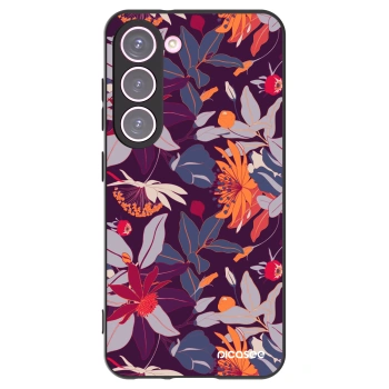 Picasee husă neagră din silicon pentru Samsung Galaxy S23 5G - Purple Leaf